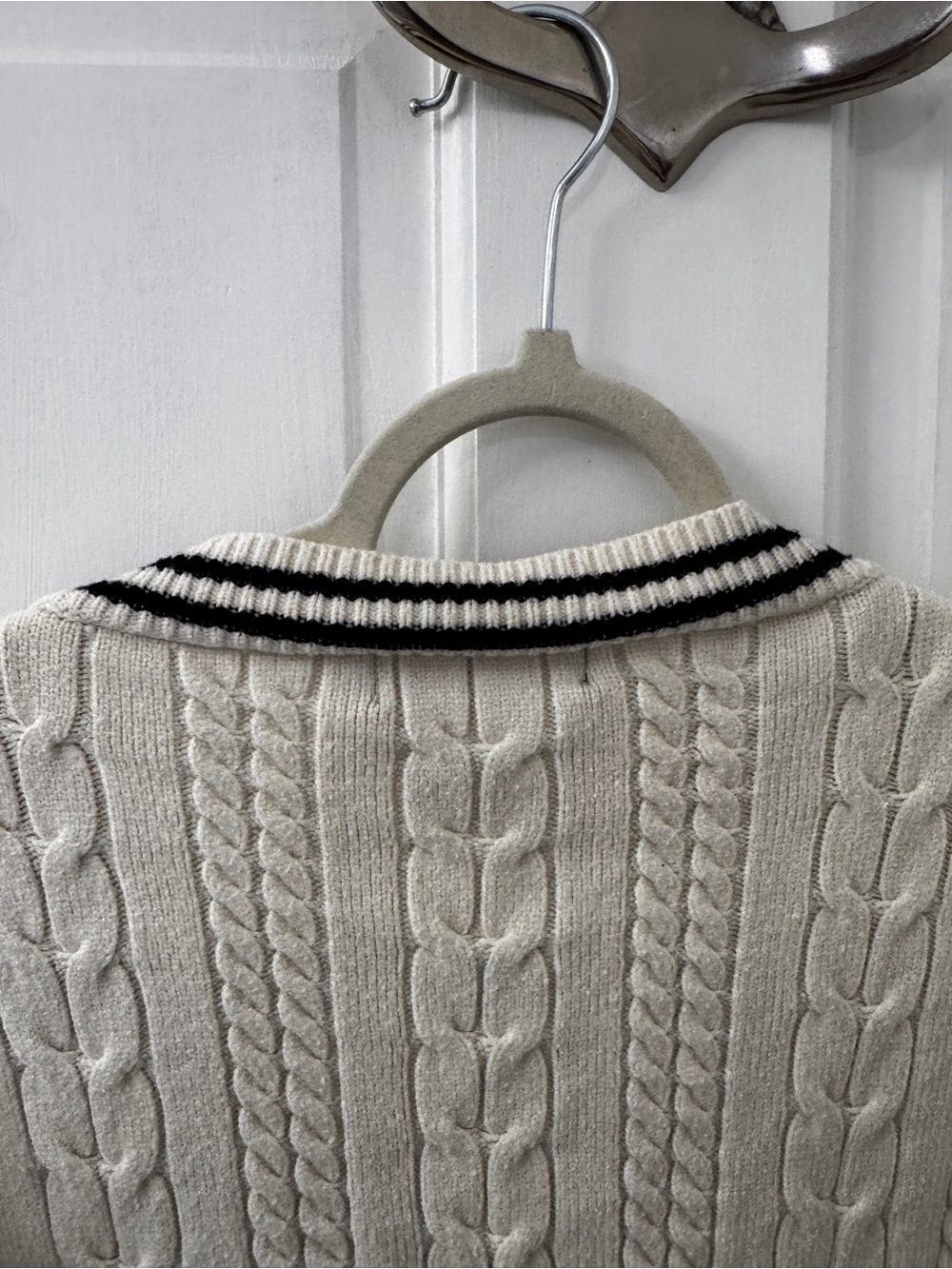 Cider Cream Cable Knit Cardigan with Black Trim - Picture 7 of 7